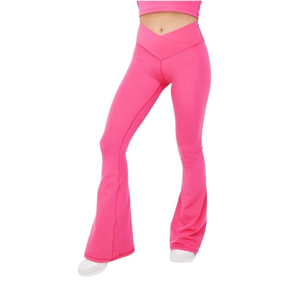 aerie Pants - Aerie Leggings Women's Size Medium Pink High Waisted Crossover‎ Flare Pant